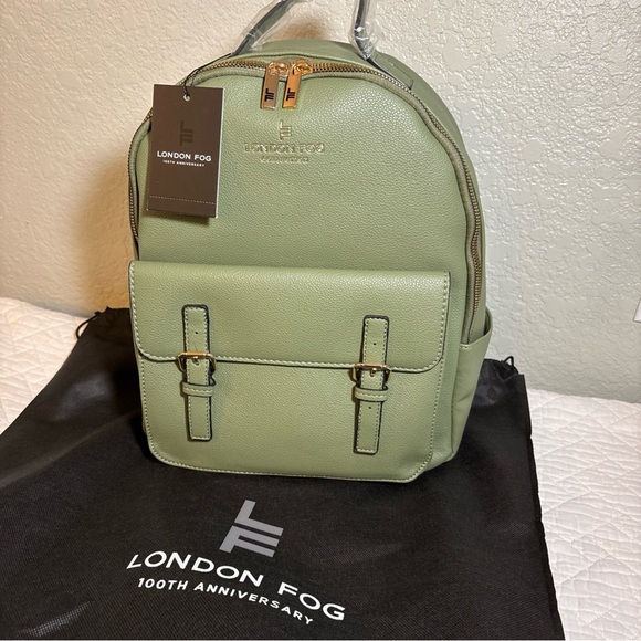 London Fog Sage Backpack with Gold Details - Picture 2 of 8
